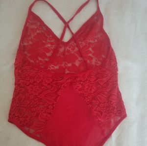 Red lace bodysuit